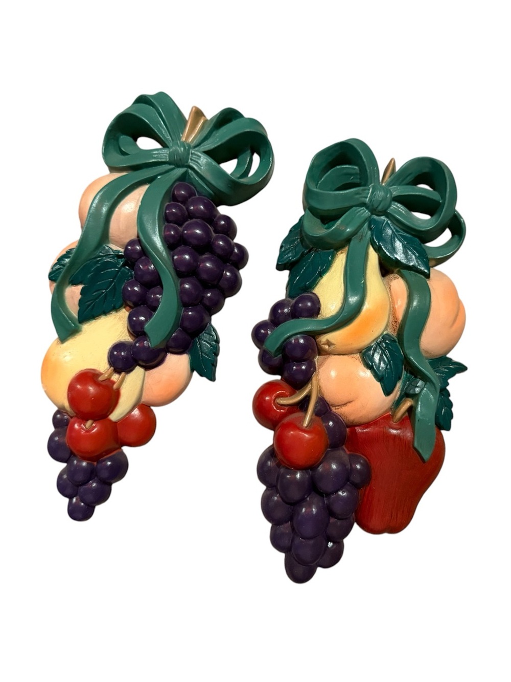 Vintage Burwood Products Fruit Wall Plaques Set of 2 💕